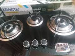 Automatic ignition 3 burner tempered glass stove full furnished look