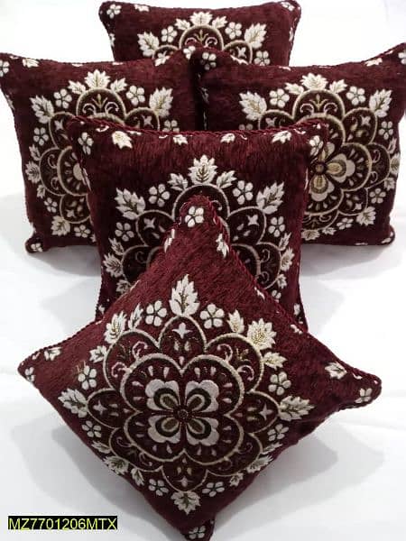 5 Pc's Velvet Jaquard Cushion Covers 9