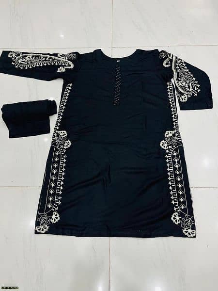 2Pcs women stitched embroidery linen suit 9