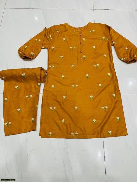 2Pcs women stitched embroidery linen suit 15