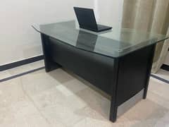 office Tabel very decent look havey glass with chair