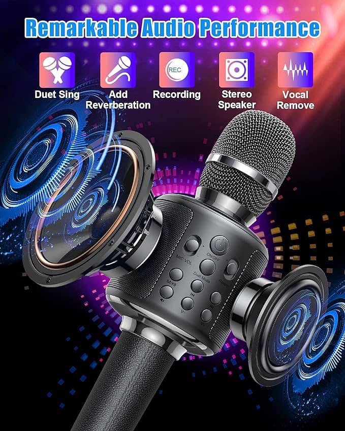 Bluetooth Karaoke Microphone, Rechargeable HIGH SOUND QUALITY: Handmad 1