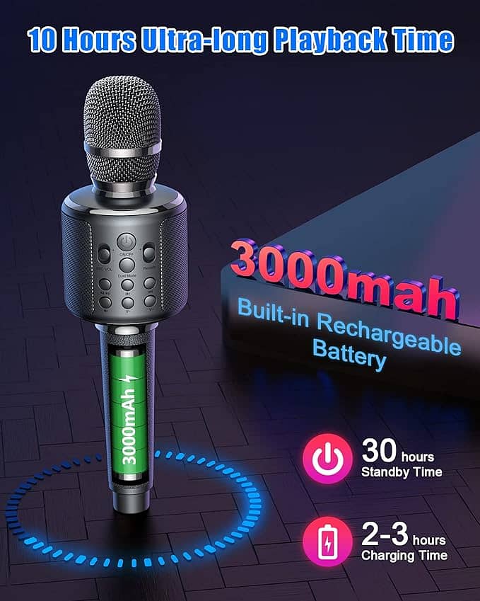Bluetooth Karaoke Microphone, Rechargeable HIGH SOUND QUALITY: Handmad 2
