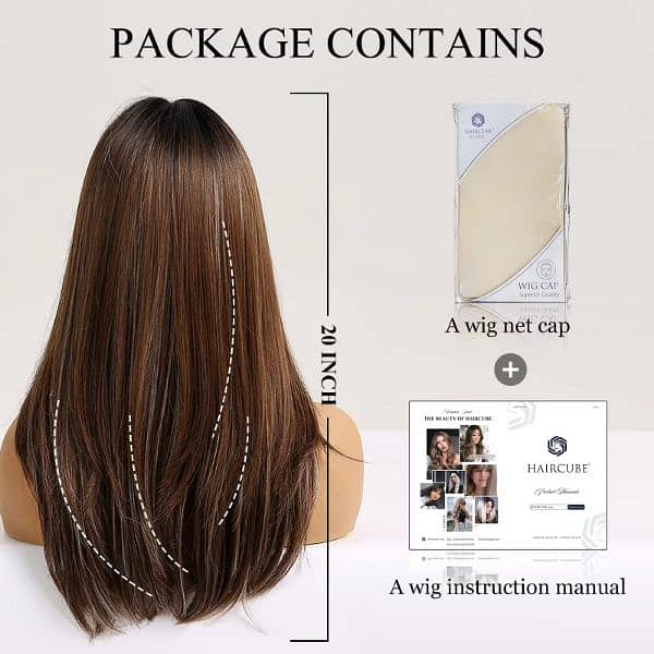 HAIRCUBE Brown Wigs for Women Long Straight layered Wig 4