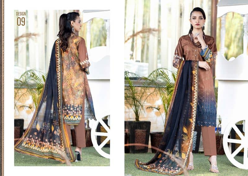 Hina by Fatima Collection 3 Pc Embroidered Suit 5