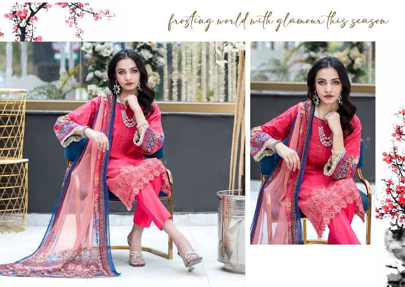 Hina by Fatima Collection 3 Pc Embroidered Suit 8