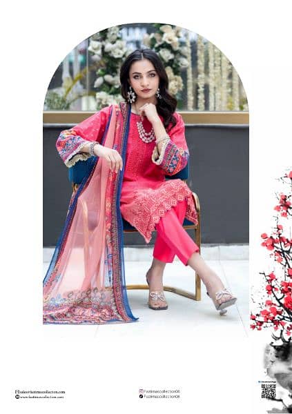 Hina by Fatima Collection 3 Pc Embroidered Suit 17