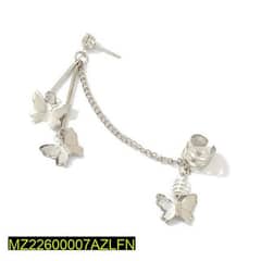 pair of alloy silver plated butterfly design ear clip earnings