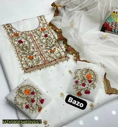 2 pcs womens unstitched Embroidered suit