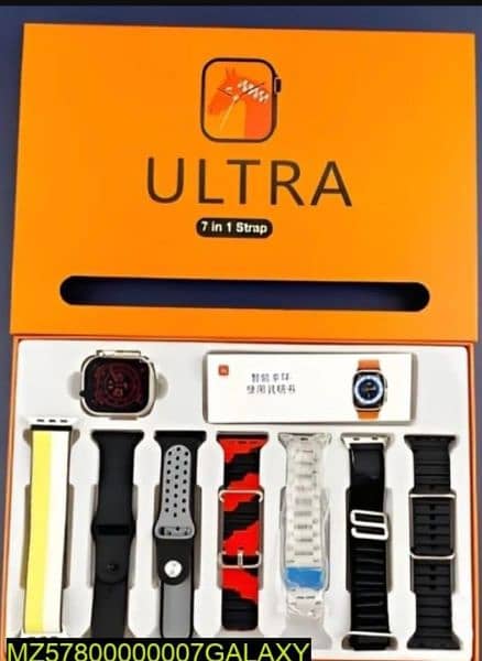 7 in 1Ultra Smart Watch With 7  Straps And Wireless Charging Bluetooth 0