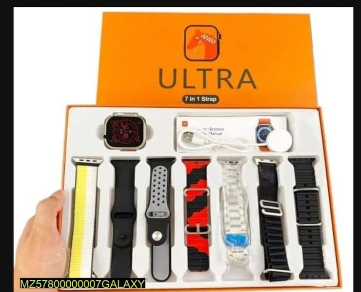 7 in 1Ultra Smart Watch With 7  Straps And Wireless Charging Bluetooth 1