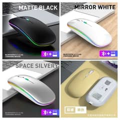 Bluetooth Wireless Rechargeable RGB Mouse BT5.2 & 2.4GHz 1600DPI