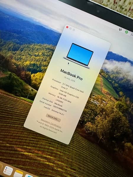 Macbook Pro 2016 15 Inch 16GB 512GB 2GB Card Macos Sonoma 14.4 3