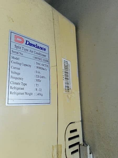 Dawlance Split AC 1.5 ton Non Inverter  genuine condition 5
