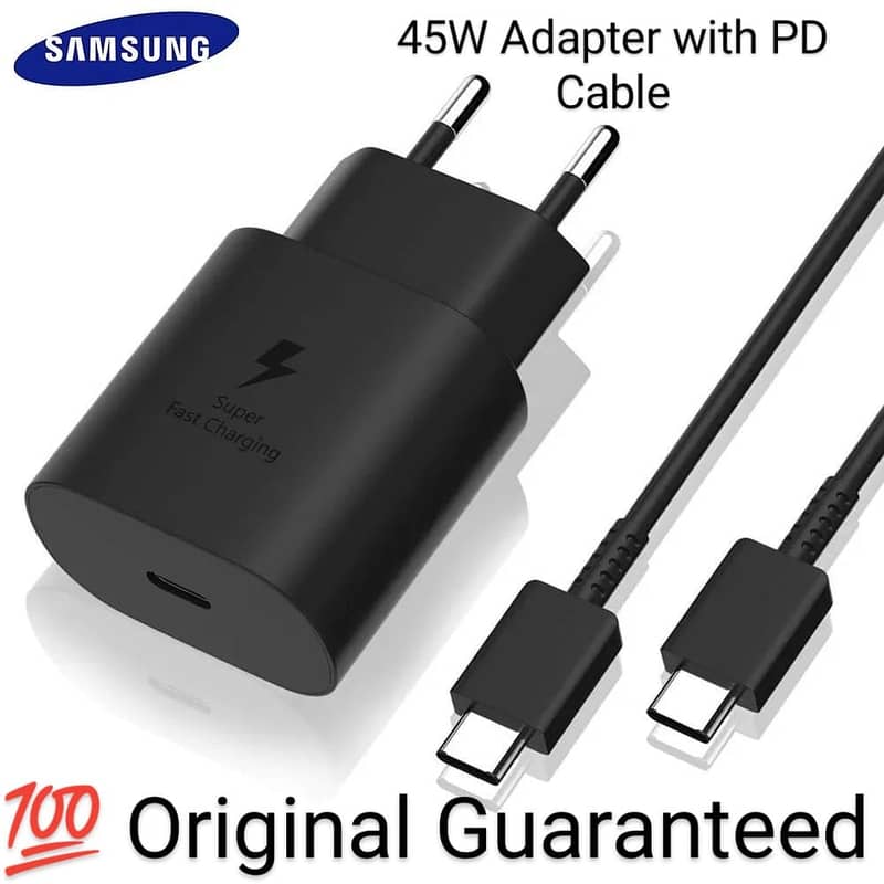 Original Samsung 45w Super Fast Charger With Type C To C Cable -No box 0