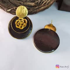 wooden stylish fancy artistic earrings