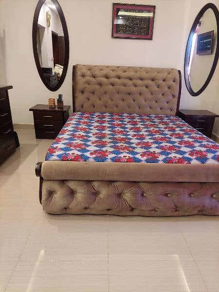 Full wooden bet set with mattress  and cansol 1
