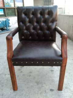 Wooden chair with leather