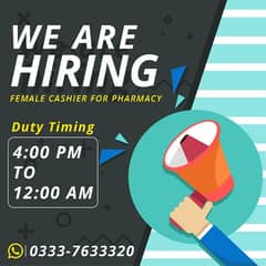 we are hiring a female cashier for pharmacy express