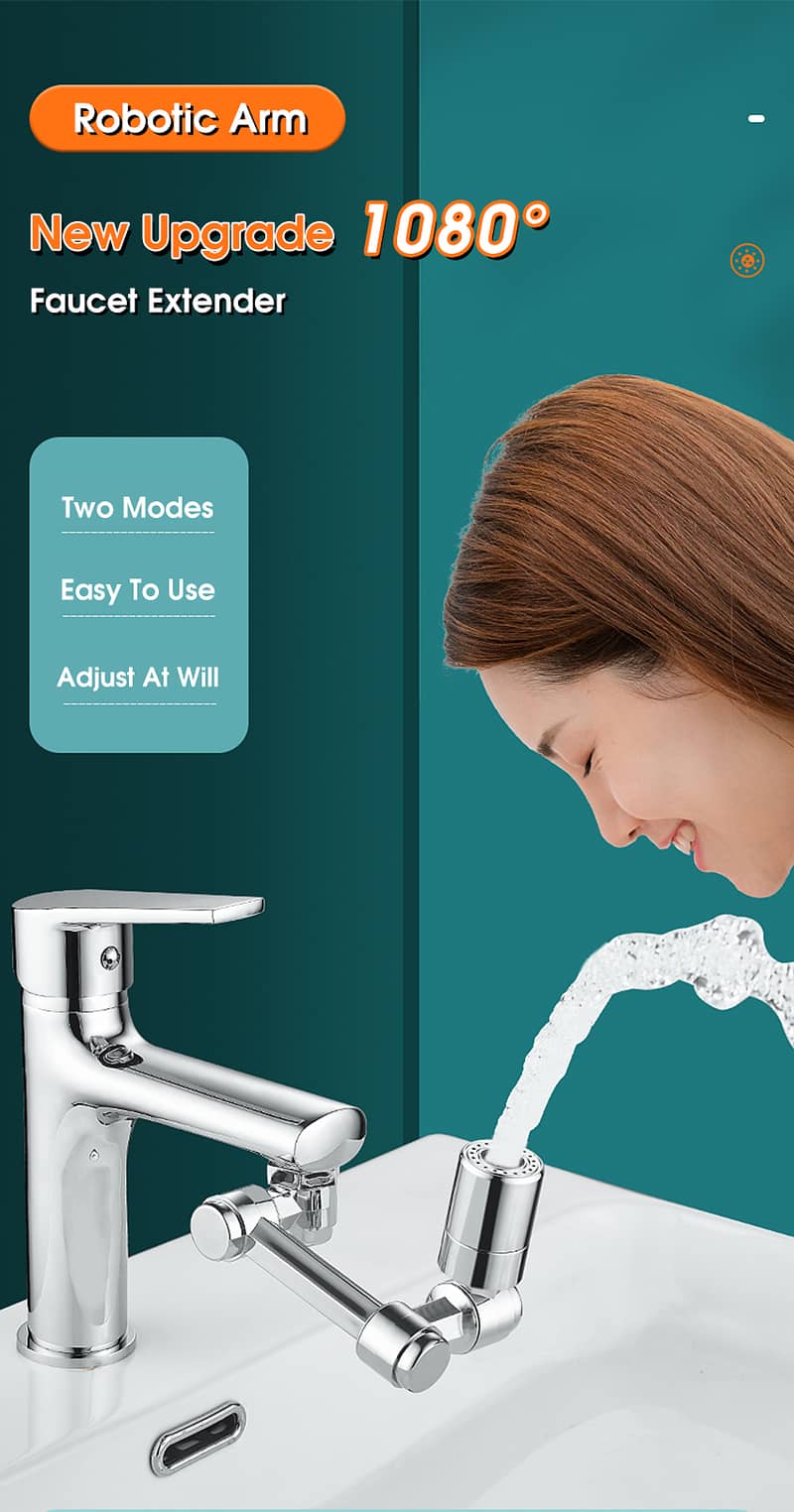 Universal 1080 Degree Swivel Extension Robotic Arm Faucet | Arm Tap 1