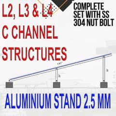 2.5 MM / 12 GAUGE SOLAR STRUCTURE ALUMINIUM STAND WITH SS NUT BOLTS