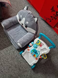 Sofa cum bed and baby walker and graco baby car seat from 1 year plus
