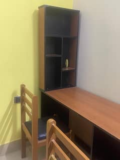 Wooden Study Table,Chair (3) and shelves