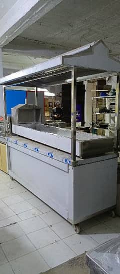 bar b q counter 7 feet steel, shawarma counter, pizza oven fast food