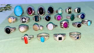 Different silver stone rings for sale