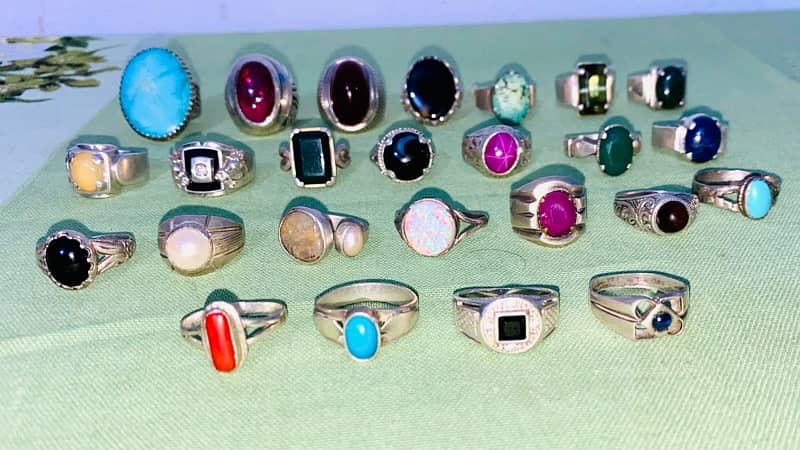Different silver stone rings for sale 0