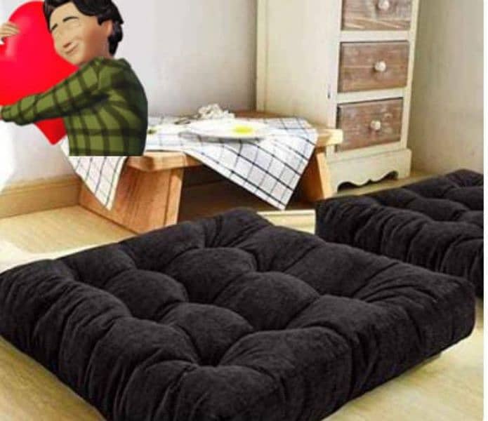 2pcs velvet square floor coushin 3