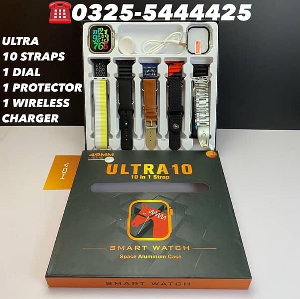 10 in 1 Apple Smart Watch Ultra 2 Series 8 Ultra 10 straps Box Packed 0