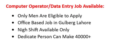 Data Entry Computer Operator Job Available