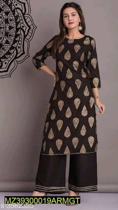 2 PC women stitched silk printed suit