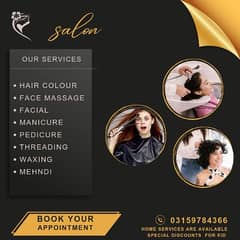 Appointment for salon/ Home services are available 0