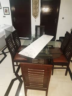 Dinning table glass  with 6 chairs