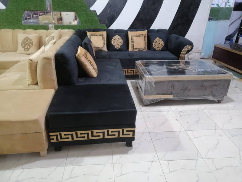 L shape sofa / corner sofa / six seater / velvet sofa / Sofa for sale 10