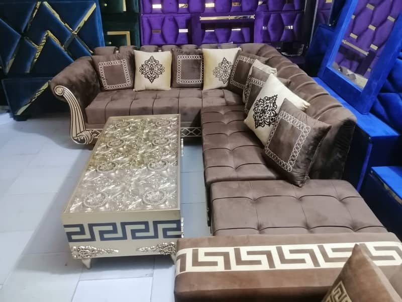 L shape sofa / corner sofa / six seater / velvet sofa / Sofa for sale 14