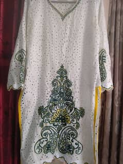 beautiful lawn chicken Kari with embroidered shirt
