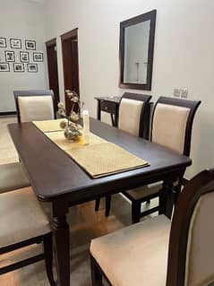 100% Wooden Dining Table with 6 chairs