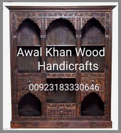 Beautiful Antique design new Swati  carving book shelf. pure old wood. 0
