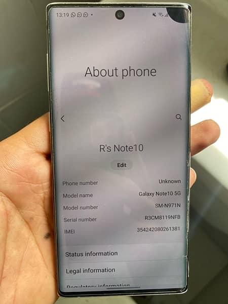 Samsung Galaxy Note 10 5G Aura Glow 12gb ram 256 rom 4