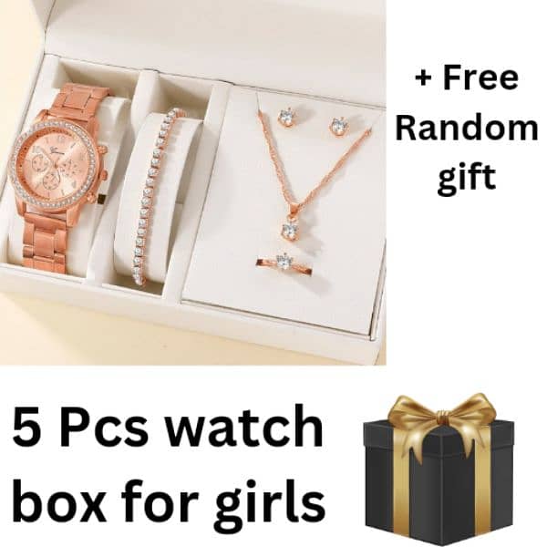 Rose Gold watch set for girls 0
