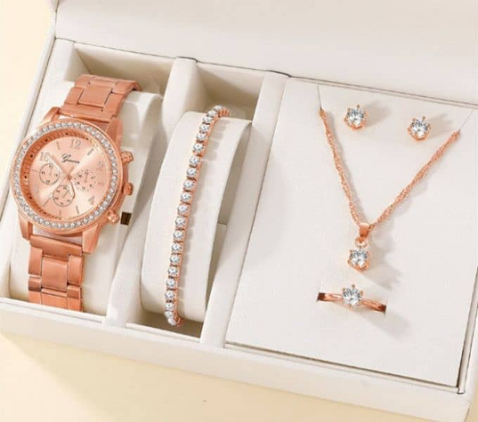 Rose Gold watch set for girls 1
