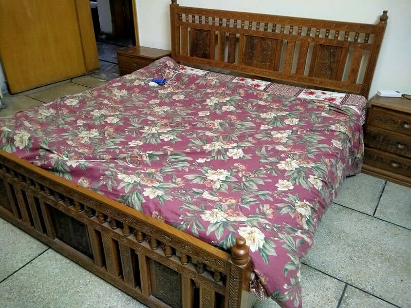 Pure Walnut Wooden Bed set 1