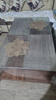 cross wooden and Glass table