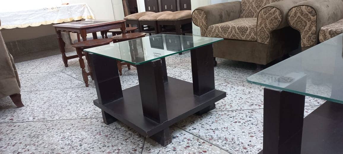 Three Centre Tables With Glass Top 1