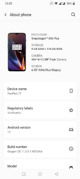 OnePlus 7t mobile for sale 8+5/128 duel sim global model 7