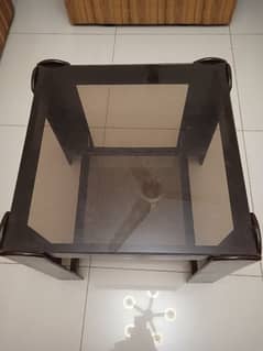wooden center side tables with tinted glass top urgent sale