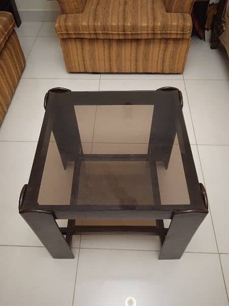 wooden center side tables with tinted glass top urgent sale 2